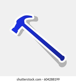 Saw simple Icon. Vector. New year bluish icon with outside stroke and gray shadow on light gray background.