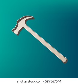 Saw simple Icon. Vector. Icon printed at 3d on sea color background.