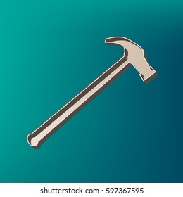 Saw simple Icon. Vector. Icon printed at 3d on sea color background.