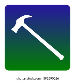 Saw simple Icon. Vector. White icon at green-blue gradient square with rounded corners on white background. Isolated.