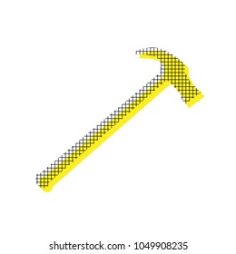 Saw simple Icon. Vector. Yellow icon with square pattern duplicate at white background. Isolated.