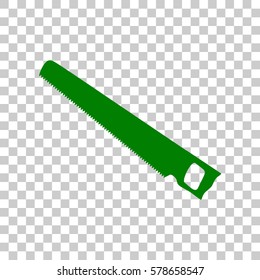 Saw simple sign. Dark green icon on transparent background.