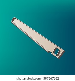 Saw simple sign. Vector. Icon printed at 3d on sea color background.