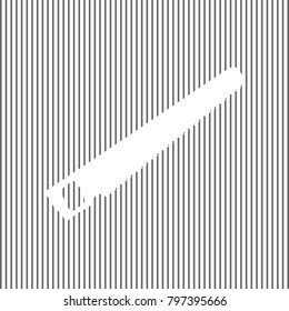 Saw simple sign. Vector. White icon on grayish striped background. Optical illusion.