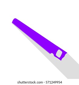 Saw simple sign. Violet icon with flat style shadow path.