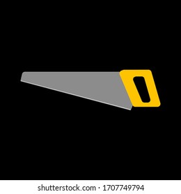 Saw symbol in vector form. Carpentry equipment icon. Drawing of a saw in the form of a flat icon.