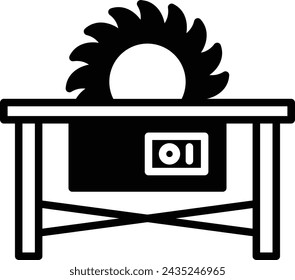 Saw Table glyph and line vector illustration
