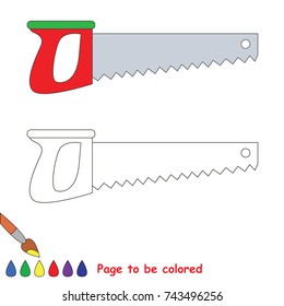 Saw Tool to be colored, the coloring book for preschool kids with easy educational gaming level.