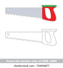Saw Tool to be traced only of one line, the tracing educational game to preschool kids with easy game level, the colorful and colorless version.