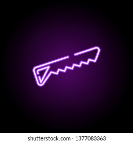 saw, tool for construction neon icon. Elements of construction set. Simple icon for websites, web design, mobile app, info graphics