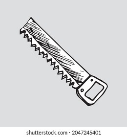 Saw tool, handmade doodle drawing