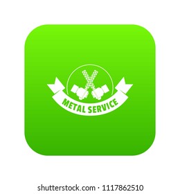 Saw tool icon green vector isolated on white background