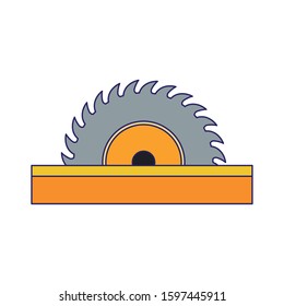 saw tool icon over white background, vector illustration