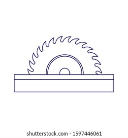 saw tool icon over white background, flat design, vector illustration
