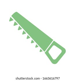 saw tool icon over white background, silhouette style, vector illustration