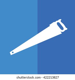 Saw tool icon vector. Blue background