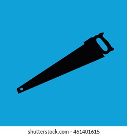 Saw tool icon vector. Blue background