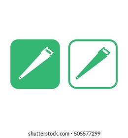 Saw tool icon vector. Green and white