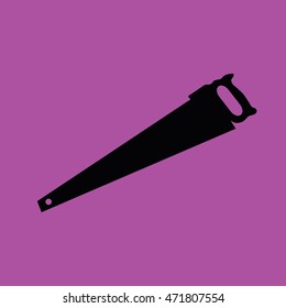 Saw tool icon vector. Purple background