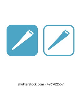 Saw tool icon vector. White and blue