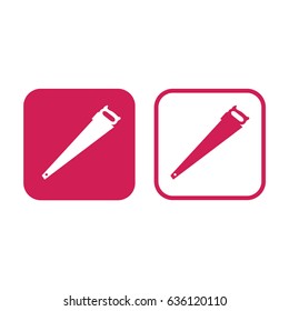 Saw tool vector icon. Pink and white