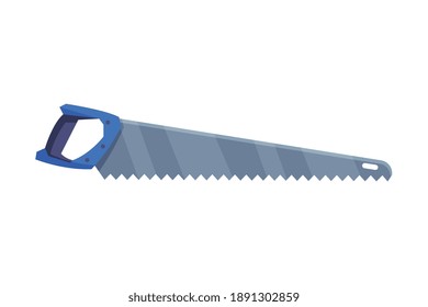 Saw with Tough Blade with Hard Toothed Edge Vector Illustration