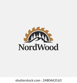 saw tree logging vector logo. white background