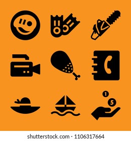 saw, using, spicy, log, salary and industry icon vector set. Flat vector design with filled icons. Designed for web and software interfaces