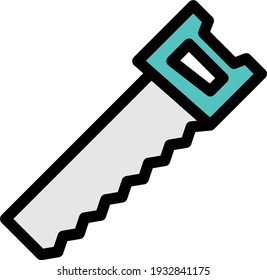 saw vector colour line icon