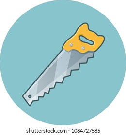 Saw vector icon. Carpenter hand saw.