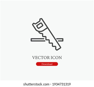 Saw vector icon.  Editable stroke. Symbol in Line Art Style for Design, Presentation, Website or Apps Elements. Pixel vector graphics - Vector