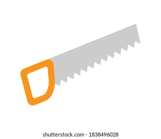 Saw vector icon. Handsaw symbol. Carpentry tool sign. Wood work and carpenter logo. Silhouette isolated on white background.