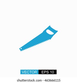 Saw vector. Isolated blue icon on white background.