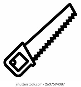 saw vector line art icon  black and white