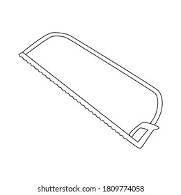Saw vector line icon. İllustration for repair theme, doodle style