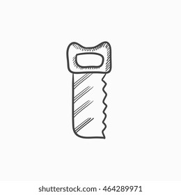 Saw vector sketch icon isolated on background. Hand drawn Saw icon. Saw sketch icon for infographic, website or app.