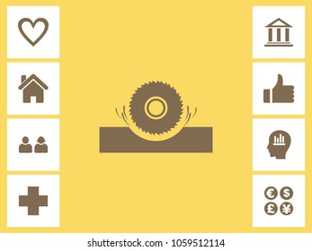 Saw Wheel Icon With Bonus Icons. Eps-10.