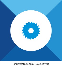 Saw Wheel Icon On Blue Background. Eps-10.