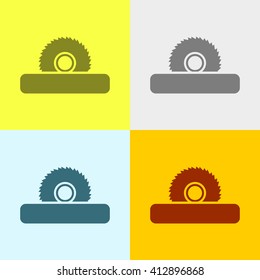 Saw Wheel Icon on Four Different Backgrounds. Eps-10.