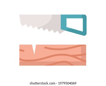 saw wood cut tool single isolated icon with flat style