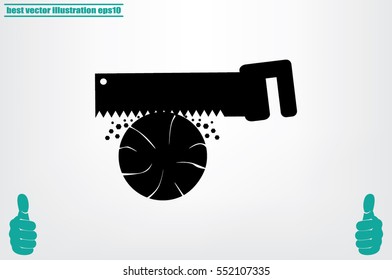Saw and wood icon vector illustration EPS 10.
