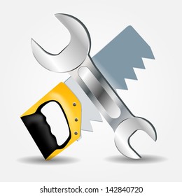 Saw and Wrench icon vector illustration