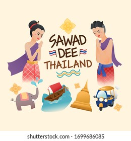 Sawaddee Thailand,Vector, Illustration, graphic, Sawaddee=Say Hello