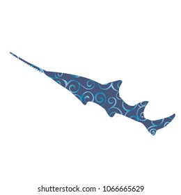 Sawfish fish spiral pattern color silhouette aquatic animal