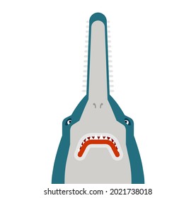 Sawfish head isolated. marine predator. vector illustration