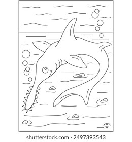 sawfish sea animal coloring book page for kids or grown adults creative coloring mindful relaxation activity