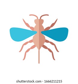 sawfly insect over white background, flat style icon, vector illustration