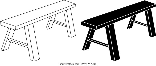 Sawhorse icon set isolated on white background