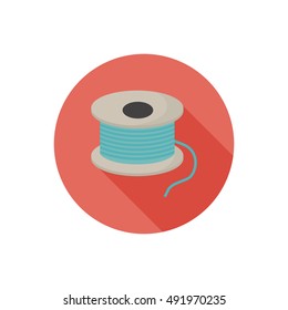 Sawing bobbin with thread color flat icon