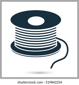 Sawing bobbin with thread icon. Simple design for web and mobile